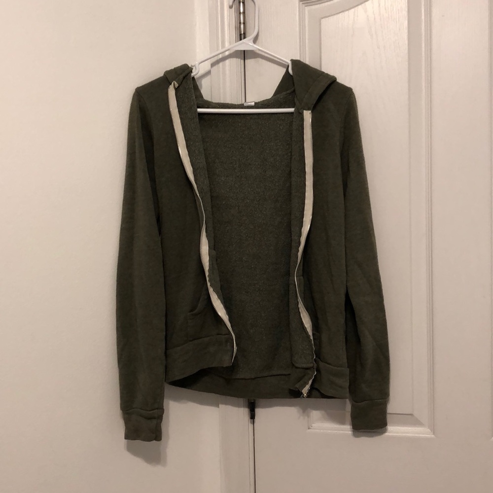 nordstrom army green zip up jacket